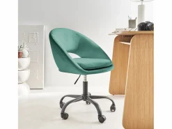 Silla de oficina de terciopelo con ruedas celeste^Sweeek Online