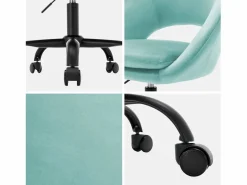 Silla de oficina de terciopelo con ruedas celeste^Sweeek Online