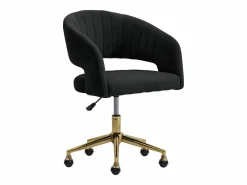 Silla de oficina de terciopelo y metal dorado - TIRIESI^Vente-unique