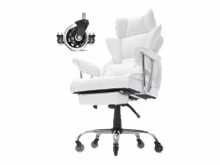 Silla de Oficina Ejecutiva SucceBuy, Reclinable con Reposapiés y Balanceo de 90 a 120° Blanco Clearance