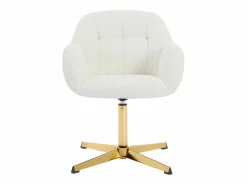 Vente-unique Silla de oficina en tejido bouclé y metal dorado - LANCIEGA Blanco Clearance