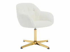 Vente-unique Silla de oficina en tejido bouclé y metal dorado - LANCIEGA Blanco Clearance