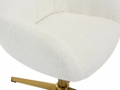 Vente-unique Silla de oficina en tejido bouclé y metal dorado - LANCIEGA Blanco Clearance