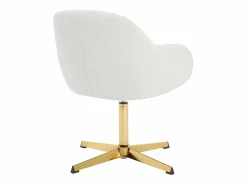 Vente-unique Silla de oficina en tejido bouclé y metal dorado - LANCIEGA Blanco Clearance