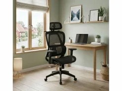 ADEC Silla de oficina Ergo altura regulable transpirable 118-124x70x70 cm Negro Best