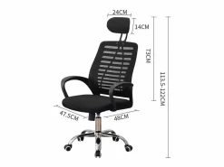 Habitat et jardin Silla de oficina ergonómica "Sébastien" de altura regulable con reposacabezas - Negra Negro Online