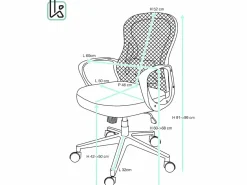 Kayelles Silla de oficina ergonómica, asiento de malla reclinable, soporte lumbar, altura ajustable, giratorio, ruedas suaves FEST Negro Clearance