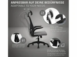 Silla de oficina ergonomica, asiento ordenador regulable con reposacabezas^ML-DESIGN New
