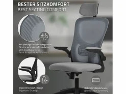 Silla de oficina ergonomica, asiento ordenador regulable con reposacabezas^ML-DESIGN New