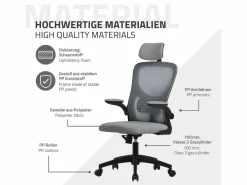 Silla de oficina ergonomica, asiento ordenador regulable con reposacabezas^ML-DESIGN New