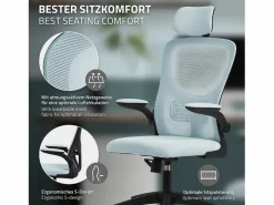 ML-DESIGN Silla Gaming|Silla de oficina ergonomica, asiento ordenador regulable con reposacabezas