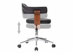 Silla De Escritorio|Silla de oficina giratoria madera curvada cuero sintético ES18554