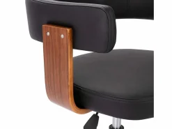 Silla De Escritorio|Silla de oficina giratoria madera curvada cuero sintético ES18554