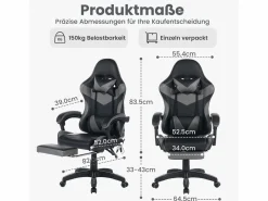 Silla de oficina giratoria con función de masaje en piel sintética - Altura regulable - Negro y^Hauss Spole New
