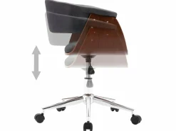 Silla de oficina giratoria de madera curvada y tela ES29747^ Discount