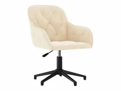 Clicnbuy Silla de oficina giratoria de terciopelo color Crema Outlet