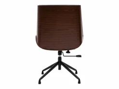 Miliboo Silla de oficina giratoria de diseño 360° negra, madera oscura nogal y metal CURVED Negro Clearance