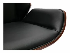 Miliboo Silla de oficina giratoria de diseño 360° negra, madera oscura nogal y metal CURVED Negro Clearance