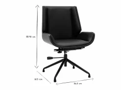 Miliboo Silla de oficina giratoria de diseño 360° negra, madera oscura nogal y metal CURVED Negro Clearance