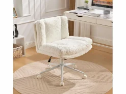 Hauss Spole Silla De Escritorio|Silla de oficina giratoria de tela morada con doble cojín - Altura regulable