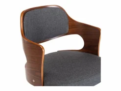 Clicnbuy Silla de oficina giratoria de madera curvada y tela Gris Discount