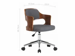 Clicnbuy Silla de oficina giratoria de madera curvada y tela Gris Discount