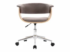 Silla de oficina giratoria de madera curvada y tela gris taupe ES106776 Topo Discount
