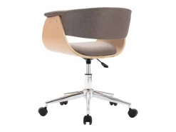 Silla de oficina giratoria de madera curvada y tela gris taupe ES106776 Topo Discount