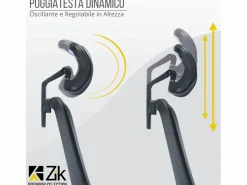 Silla De Oficina|Silla de Oficina Giratoria Ergonómica con Reposabrazos y Reposacabezas, con Apoyo Lumbar, Altura Ajustable en Tejido, Negra - ZIK