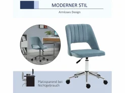 Silla de oficina giratoria, altura regulable, terciopelo , ergonómica (49x60x91 cm)^ New