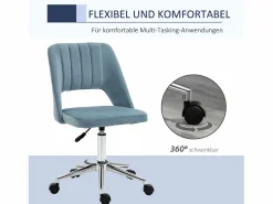 Silla de oficina giratoria, altura regulable, terciopelo , ergonómica (49x60x91 cm)^ New