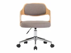 Silla de oficina giratoria de madera curvada y tela gris taupe ES328403 Topo Online