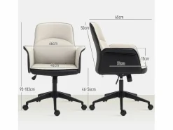 Homcom Silla De Oficina|Silla de oficina Jaca altura ajustable negro/crema 93-103x66x65 cm