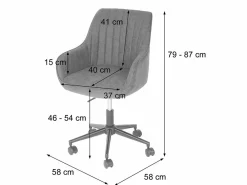 MCW Silla de oficina -J62 de terciopelo con reposabrazos, Negro Sale