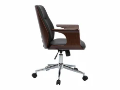 Silla de oficina moderna negra con madera oscura RUFIN^Miliboo Best