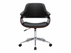 Silla de oficina moderna negra con madera oscura HANSEN^Miliboo Online