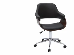 Silla de oficina moderna negra con madera oscura HANSEN^Miliboo Online