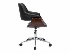 Silla de oficina moderna negra con madera oscura HANSEN^Miliboo Online