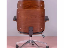 Silla de oficina para ejecutivos en madera oscura de nogal y tapizada en polipiel - Nordic S -^Nest Dream Best