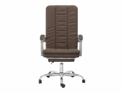 Clicnbuy Silla de oficina reclinable cuero sintético marrón Marru00f3n Online
