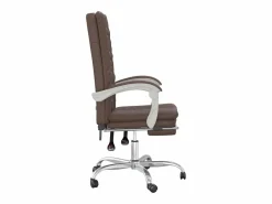 Clicnbuy Silla de oficina reclinable cuero sintético marrón Marru00f3n Online