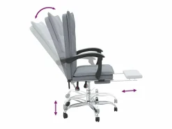 Clicnbuy Silla de oficina reclinable de tela claro Gris Discount