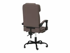Silla de oficina reclinable cuero sintético marrón^Clicnbuy New