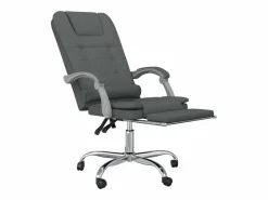 Silla de oficina reclinable con masaje de tela oscuro^Clicnbuy Outlet