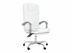 Clicnbuy Silla de oficina reclinable masaje cuero sintético Blanco New
