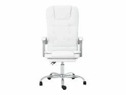 Clicnbuy Silla de oficina reclinable masaje cuero sintético Blanco New