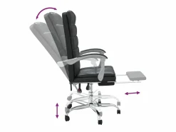 Clicnbuy Silla de oficina reclinable cuero sintético Negro Best