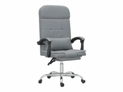 Clicnbuy Silla De Oficina|Silla de oficina reclinable con masaje de tela claro