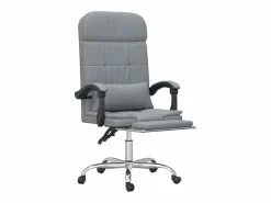 Clicnbuy Silla De Oficina|Silla de oficina reclinable con masaje de tela claro