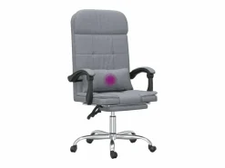 Clicnbuy Silla De Oficina|Silla de oficina reclinable con masaje de tela claro